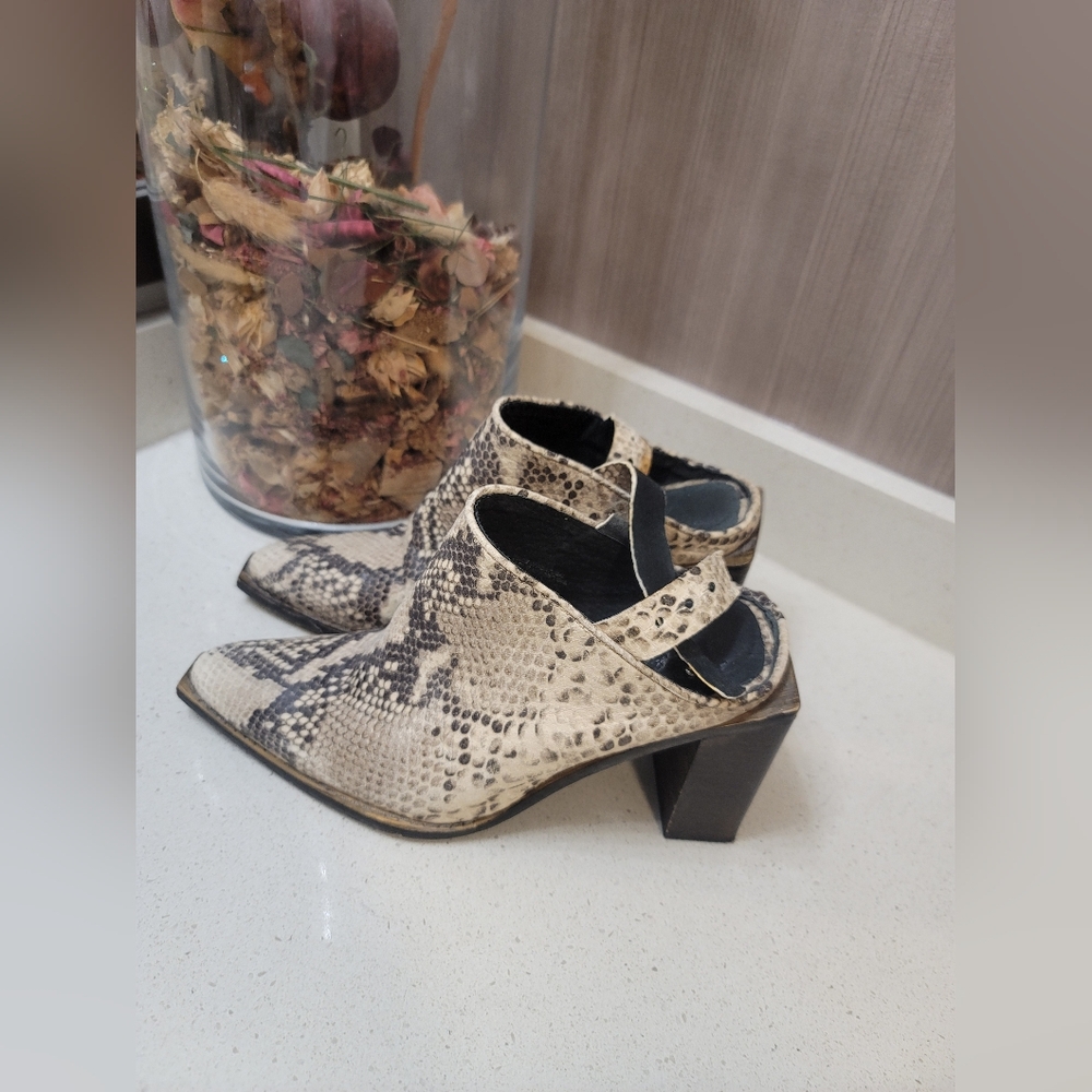 Free People Silver Storm Python Snake Slingback M… - image 2